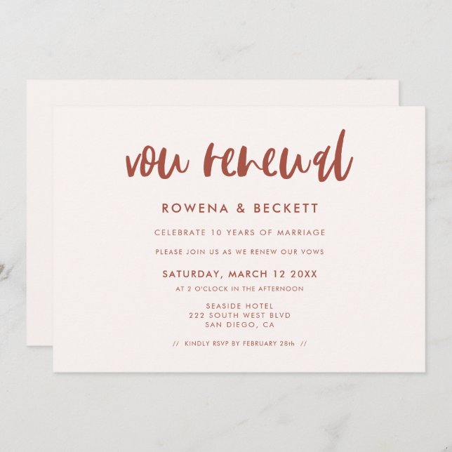 Modern elegant snow pink wedding Vow renewal Invitation (Front/Back)