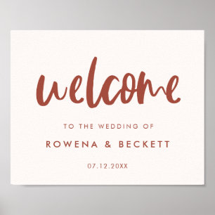 Modern elegant snow pink Wedding welcome Poster