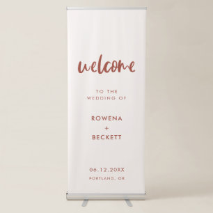 Modern elegant snow pink Welcome to our wedding Retractable Banner