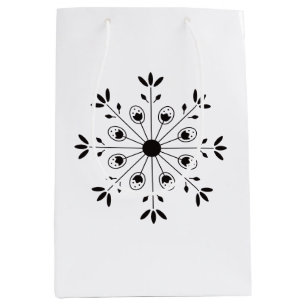 Modern Elegant Snowflake Christmas Holiday Simple Medium Gift Bag