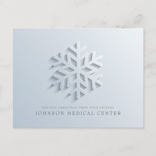 Modern Elegant Snowflake Medical Holiday Greetings (Front)