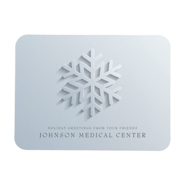 Modern Elegant Snowflake Medical Holiday Greetings Magnet (Horizontal)
