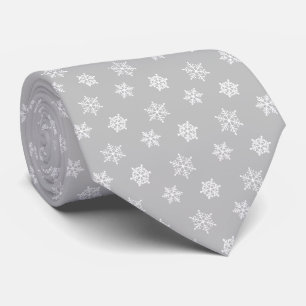 Modern Elegant Snowflakes on Light Grey Tie