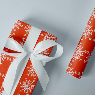 Modern elegant snowflakes pattern red Christmas Wrapping Paper