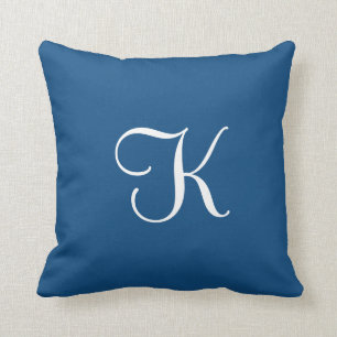 Modern Elegant Solid Classic Blue Custom Monogram Cushion