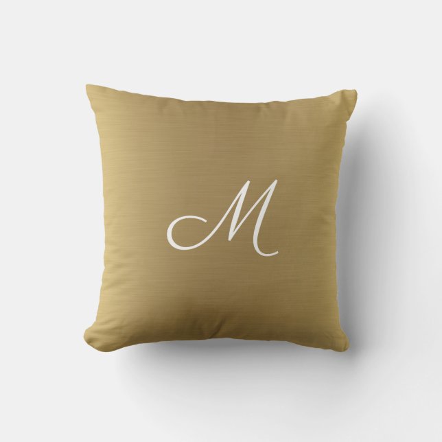 Modern Elegant Solid Gold Customisable Monogram Cushion (Front)