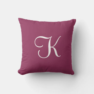 Modern Elegant Solid Mauve Plum Custom Monogram Cushion