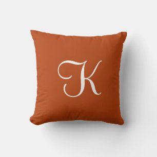 Modern Elegant Solid Rust Custom Monogram Cushion