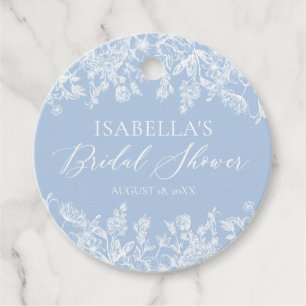 Modern Elegant Something Blue Bridal Shower  Favour Tags