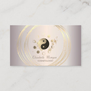 Modern Elegant Sparkle Gold Circles Moon Ying Yang Business Card