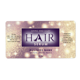 Modern elegant  sparkle  HAIR serum label