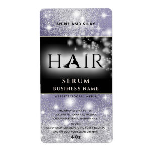 Modern elegant sparkle HAIR serum label