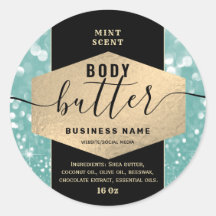 Modern elegant sparkle script body butter label