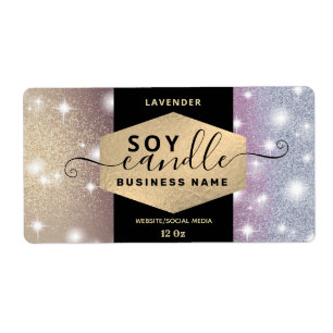 Modern elegant sparkle script candle label