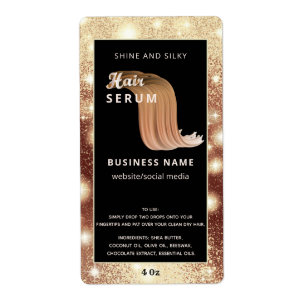 Modern elegant  sparkle script hair serum label