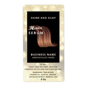 Modern elegant sparkle script hair serum label