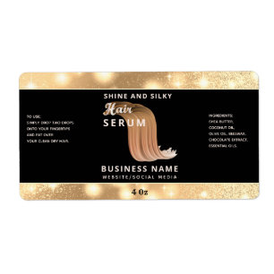 Modern elegant  sparkle script hair serum label