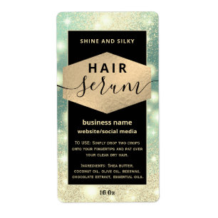Modern elegant  sparkle script hair serum label