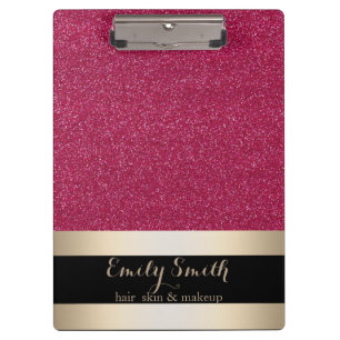 Modern Elegant Sparkling Red Glitter Gold Badge Clipboard