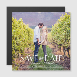 Modern Elegant Square Wedding Save the Date Magnetic Invitation