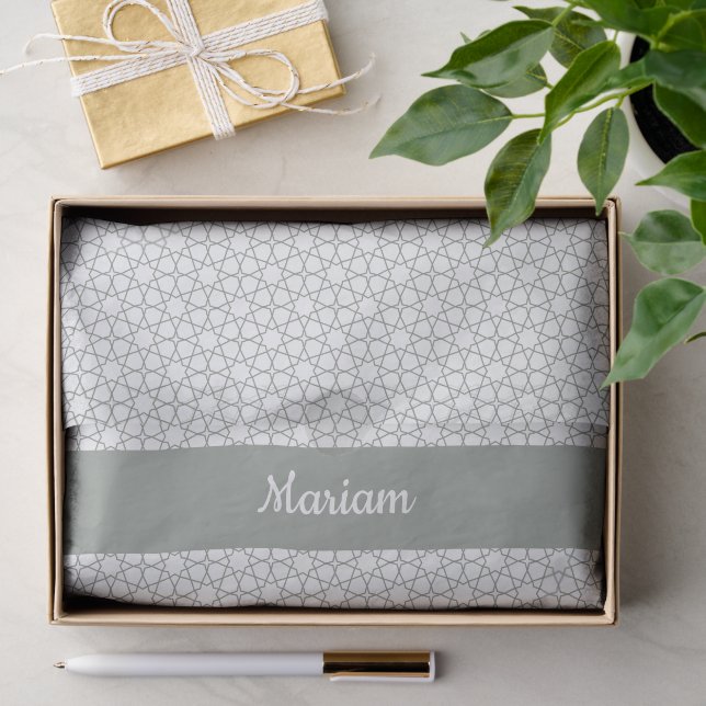 Modern Elegant Star Pattern Monogram Tissue Paper (Gift)