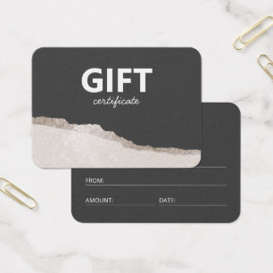 Modern Elegant Stone Grey Agate Gift Certificate