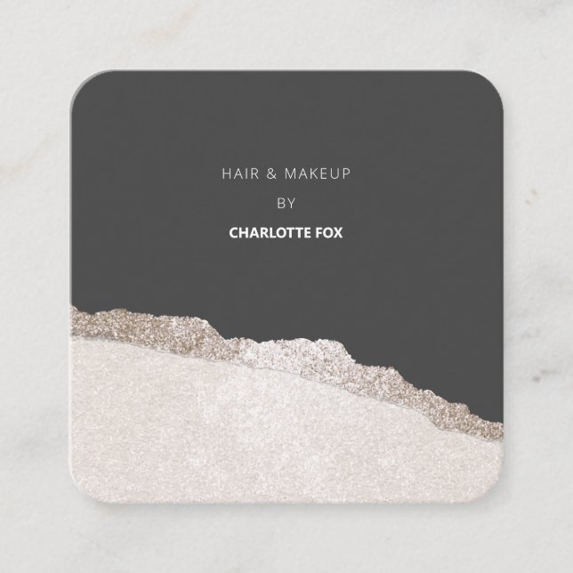 Modern Elegant Stone Grey Agate Professional Square Business Card (Front)