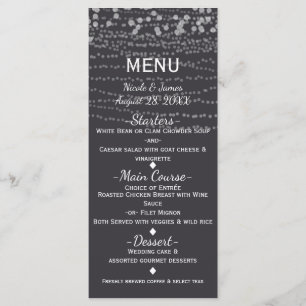 Modern Elegant String of Lights Wedding Party Menu