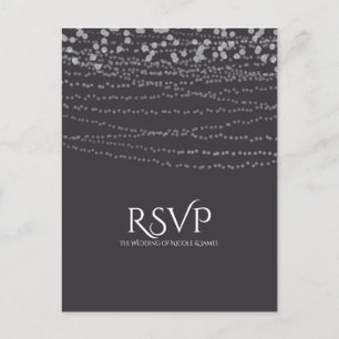 Modern Elegant String of Lights Wedding RSVP Invitation Postcard
