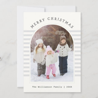 Modern Elegant Striped Arch Photo Frame Holiday Card