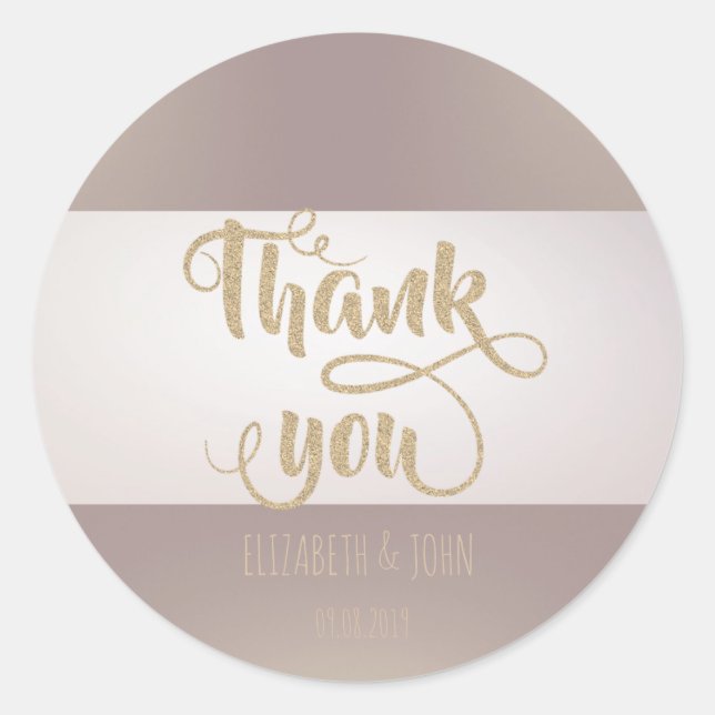 Modern Elegant Striped Thank You Wedding Sticker (Front)