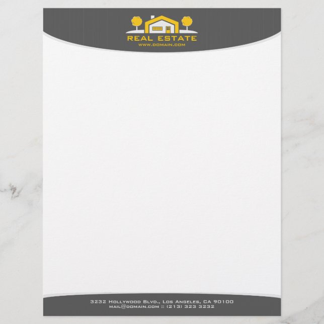 Modern Elegant Stripes Real Estate Letterhead Template (Front)