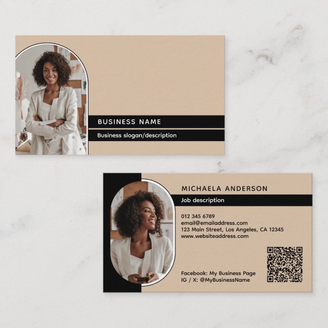 Modern Elegant & Stylish 2-Photo Professional Business Card (Front/Back)