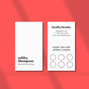 Modern Elegant Stylish Black White Hair Salon Loyalty Card