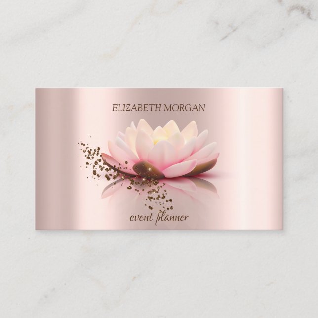 Modern Elegant Stylish Chic Diamonds Lotus  Business Card (Front)