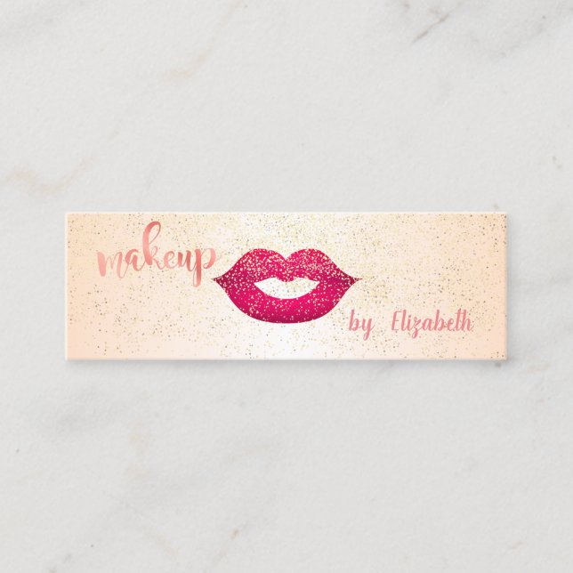 Modern Elegant Stylish,Confetti, Lips Mini Business Card (Front)