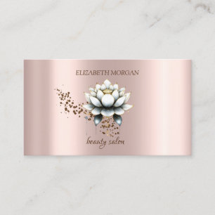 Modern Elegant Stylish Diamonds White Lotus  Business Card