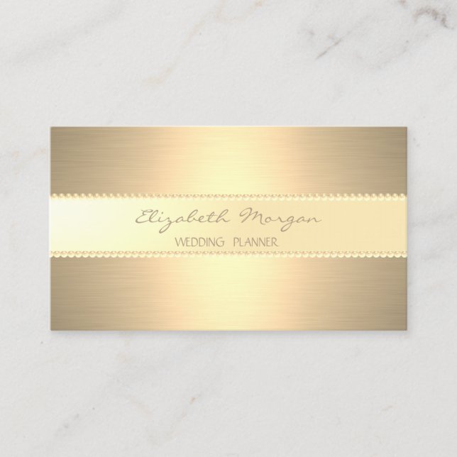 Modern Elegant  Stylish ,Faux Gold ,Stripes,Pearls Business Card (Front)