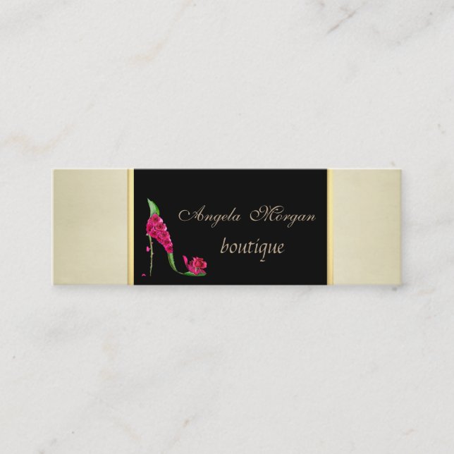 Modern  Elegant Stylish Floral - High Heel Mini Business Card (Front)