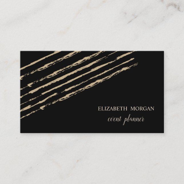 Modern Elegant Stylish,Glitter Stripes,Black Business Card (Front)