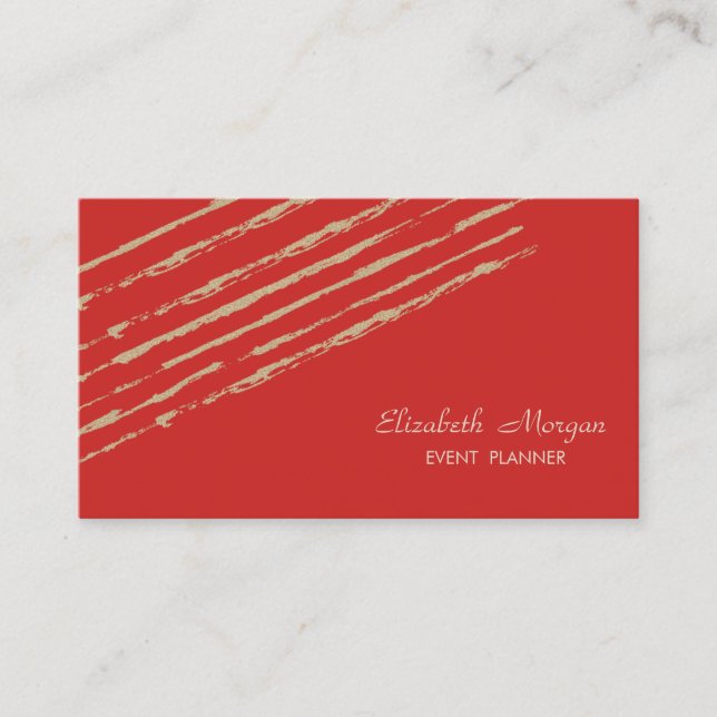 Modern Elegant Stylish,Glitter Stripes,Red Business Card (Front)