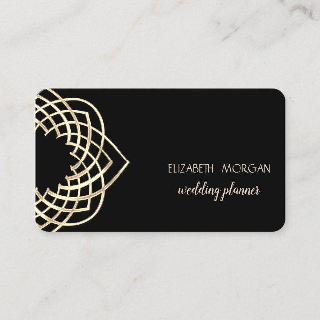 Modern Elegant Stylish ,Gold ,Black Business Card (Front)