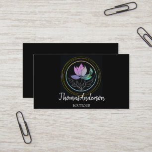 Modern Elegant Stylish Gold Circle Lotus Business Card