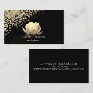 Modern Elegant Stylish Gold Diamonds Gold Lotus Business Card