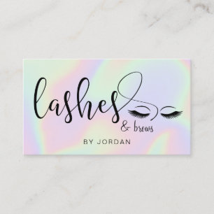 Modern elegant stylish holographic lashes & brows business card