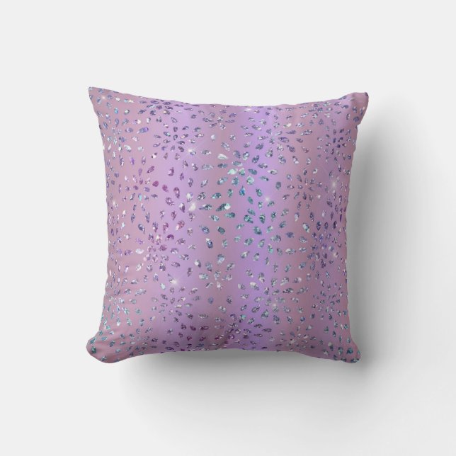 Modern Elegant Stylish Luxury Purple Glitter Girly Cushion (Front)