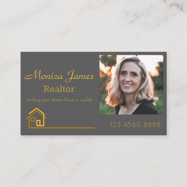 modern elegant stylish photo realtor business card (Front)