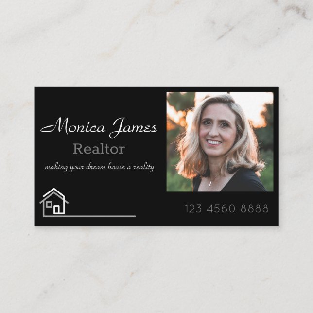 modern elegant stylish photo realtor business card (Front)