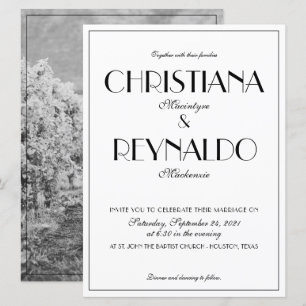 Modern Elegant Stylish Roaring 20s Wedding Photo Invitation