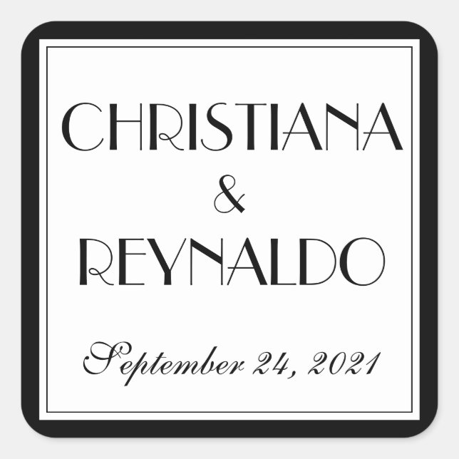 Modern Elegant Stylish Roaring 20s Wedding Square Sticker (Front)
